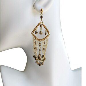Vintage Czech Gold  hand made chandelier earrings